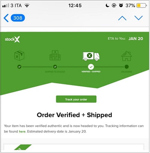 Track orders on StockX